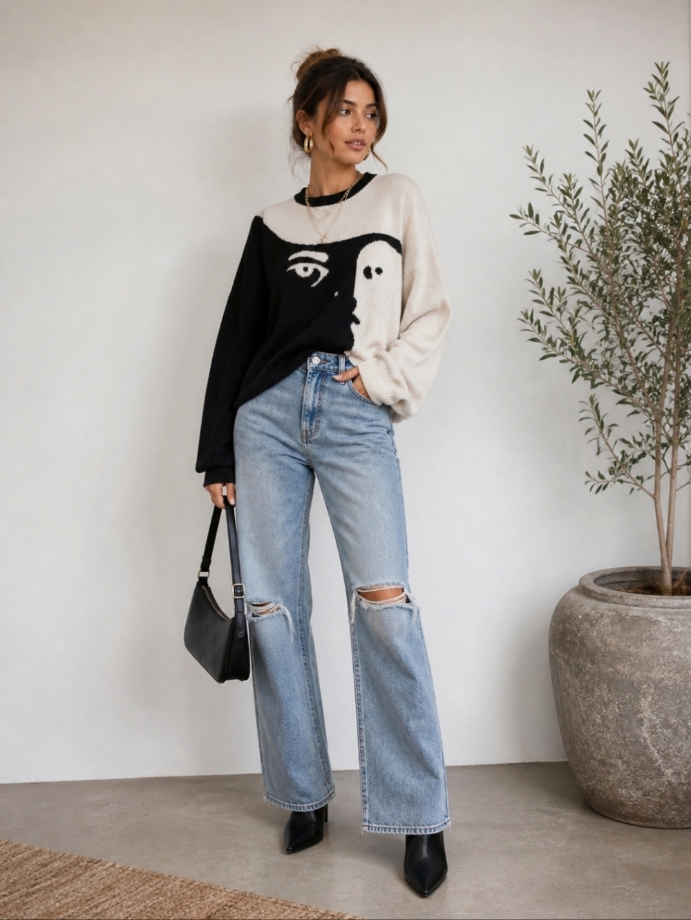 One×OneTeaspoon Face‎ Cashmere Blend Sweater (RARE)